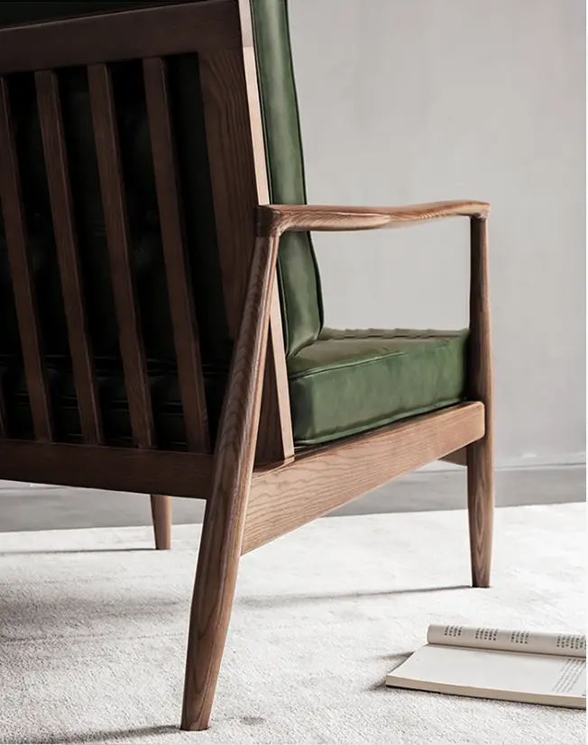 Hans CH32 Green Armchair, Solid Wood