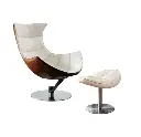 Lobster Lounge Chair With Ottoman, Walnut Texture, Armchair 03.webp
