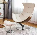 Lobster Lounge Chair With Ottoman, Walnut Texture, Armchair 02.webp