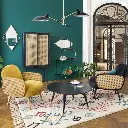 Cane Rattan Armchair, Velvet 04.webp
