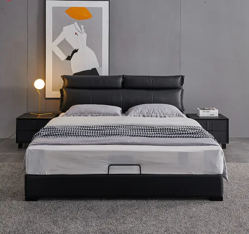 Luca King Size Superking Size Bed, Leather 02.webp