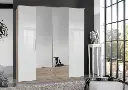 Anzo White Gloss and Oak Effect 4 Door Wardrobe