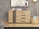 Asmara Oak Effect and Black 4 Drawer Sideboard