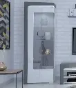 Athens Grey and White Gloss Left Display Cabinet with Glass Door and LED Lights