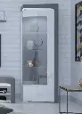 Athens Grey and White Gloss Right Display Cabinet with Glass Door and LED Lights