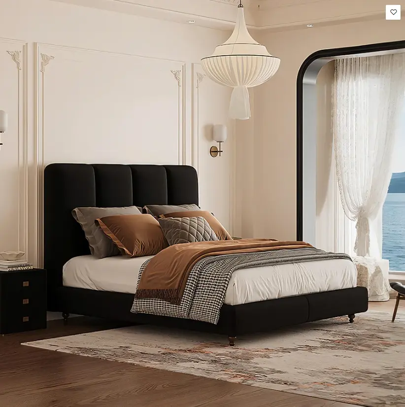 Lysander Double Bed, King Size Bed, Black