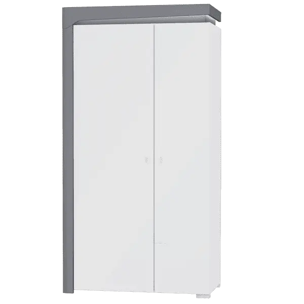 Athens Grey and White Gloss 2 Door Wardrobe with LED Lights