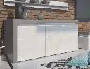 Athens Grey and White Gloss 3 Door Sideboard with LED Lights