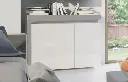 Athens Grey and White Gloss 2 Door Small Sideboard with LED Lights