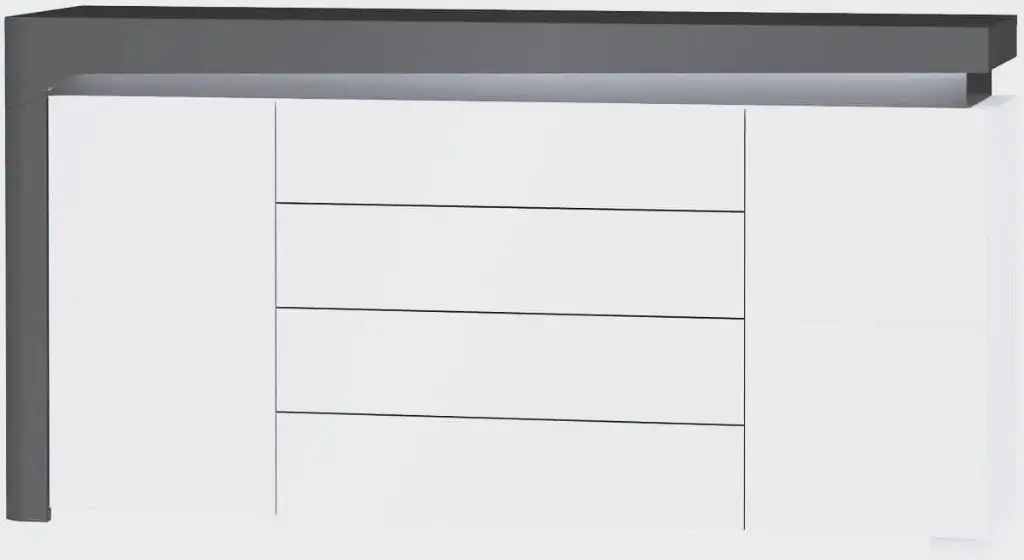 Athens Grey and White Gloss 2 Door / 4 Drawer Sideboard with LED Lights
