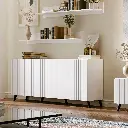 Atlantis Matte White Wide 4 Door Sideboard