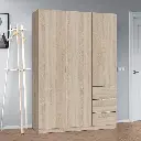Cairo Oak Effect Compact 3 Door 3 Drawer Space-Saving 135cm Wardrobe