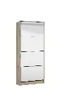 Carrera Mirrored and Oak Effect Tall 4 Drawer Shoe Cabinet