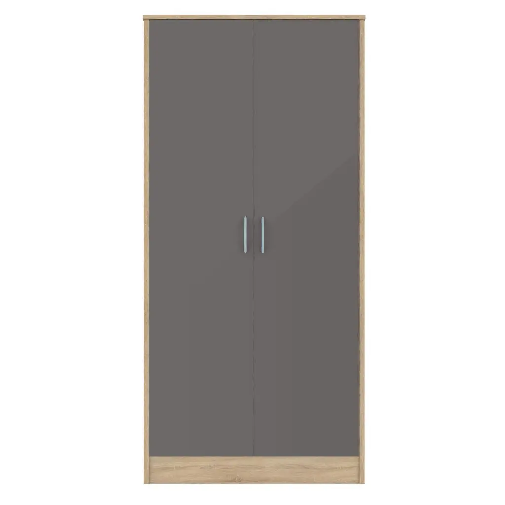 Bardalona 2 Door Wardrobe – Grey Gloss
