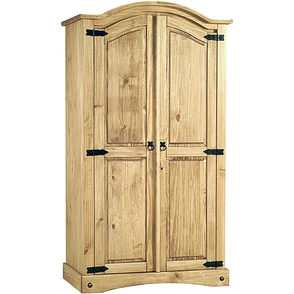 Corona 2 Door Wardrobe – Distressed Solid Waxed Light Pine