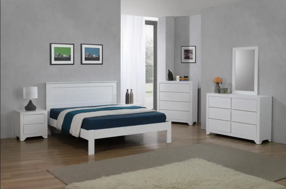 Etna 4 Foot White Solid Wood Bed (ONLY FRAME)