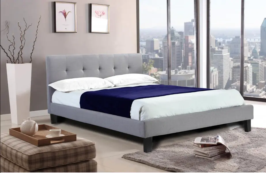 Hollywell Linen Fabric 4 Foot Bed Grey
