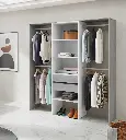 Guadalupe Large Concrete Grey and White Open Door Wardrobe