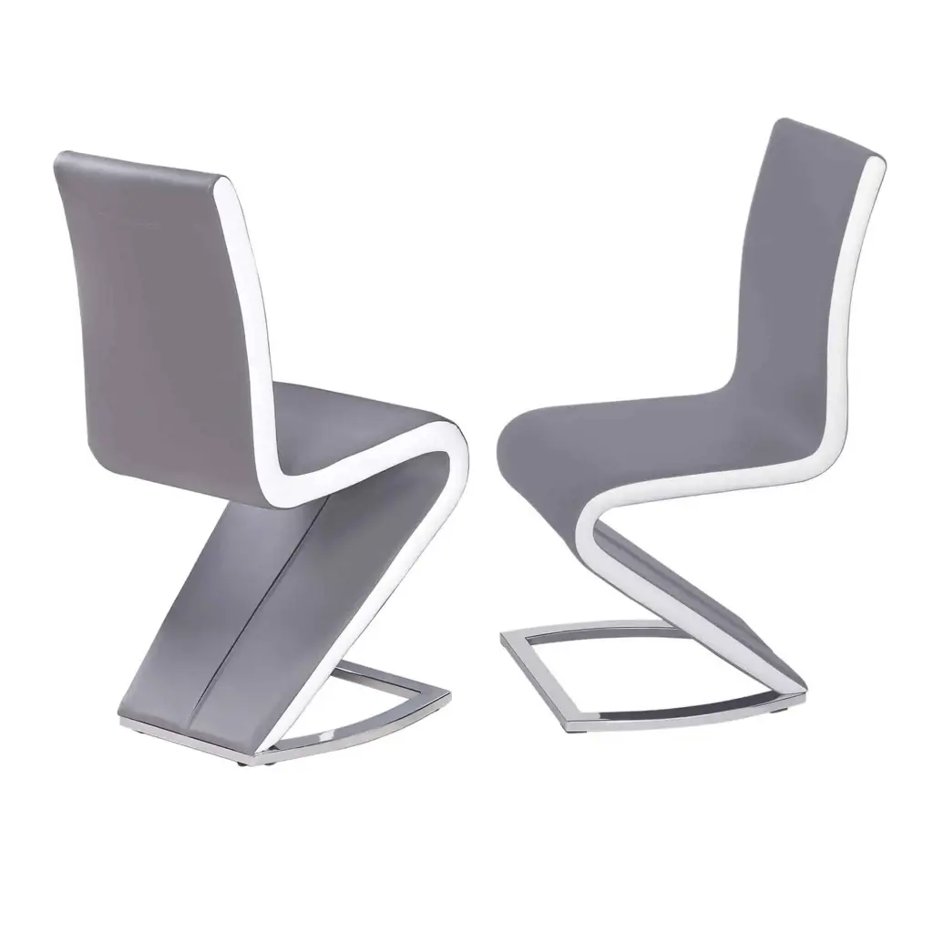 Aldridge Dining Chair – Grey with White PU Sides (Set of 2)