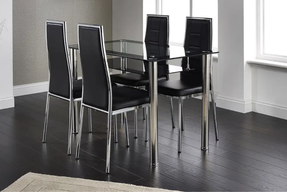 Andora Dining Chair – Chrome & Black (Set of 2)