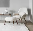 Fredericia Swoon Armchair and Footstool, Velvet
