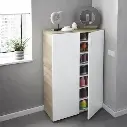 Alvaro White and Oak Effect 30 Pairs Shoe Cupboard Cabinet