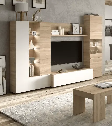 Amora White and Oak Wall Entertainment Unit