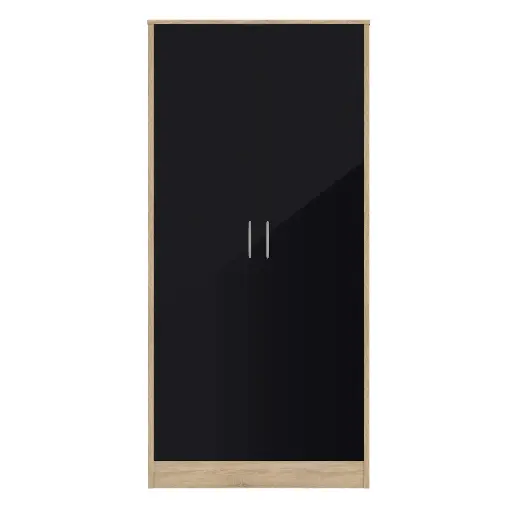 Bardalona 2 Door Wardrobe – Black Gloss