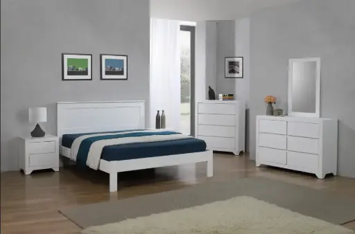 Etna 4 Foot White Solid Wood Bed (ONLY FRAME)