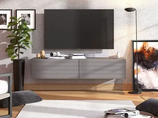 Amarentis Graphite Grey Wall-Mounted Floating Wide Large TV Unit