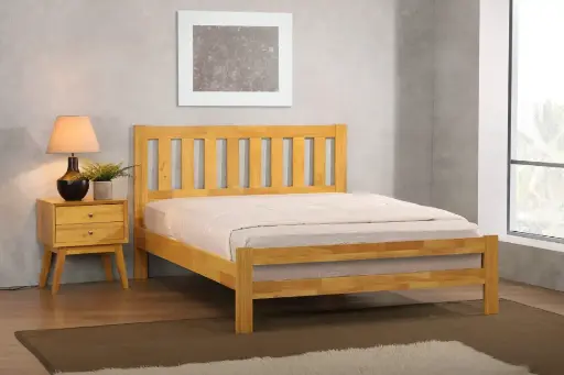 Kempton 4 Foot Solid Hardwood Bed in Natural Oak