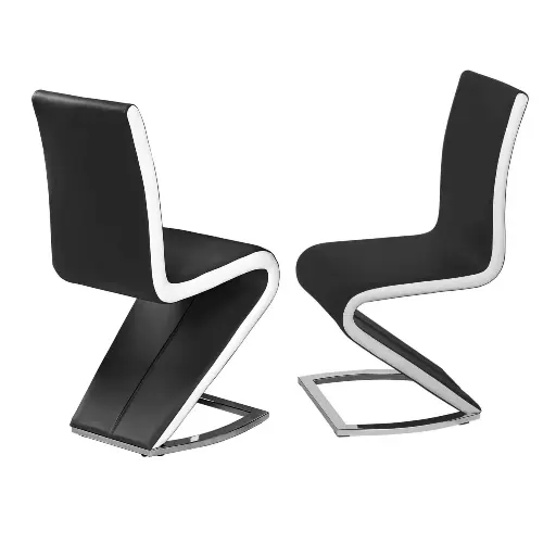 Aldridge Dining Chair – Black with White PU Sides (Set of 2)