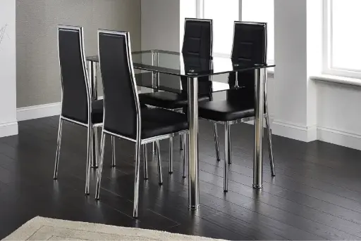 Andora Dining Chair – Chrome & Black (Set of 2)