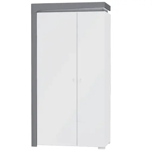 Athens Grey and White Gloss 2 Door Wardrobe with LED Lights