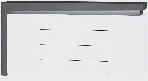 Athens Grey and White Gloss 2 Door / 4 Drawer Sideboard with LED Lights