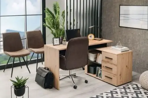Amag Oak and Black Corner Desk
