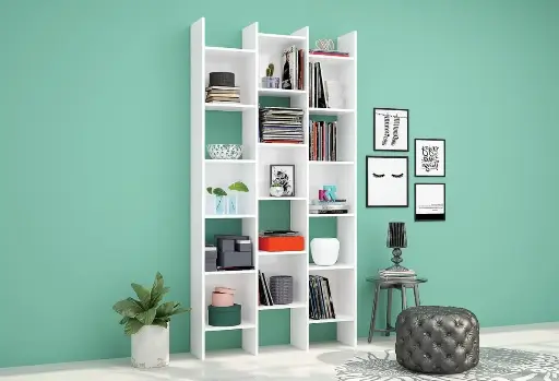 Cadiz White Gloss Triple Bookcase