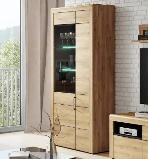 Camar Large Oak Effect 2 Door Display Cabinet