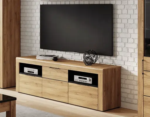 Camar Large Oak Effect 2 Drawer TV Cabinet