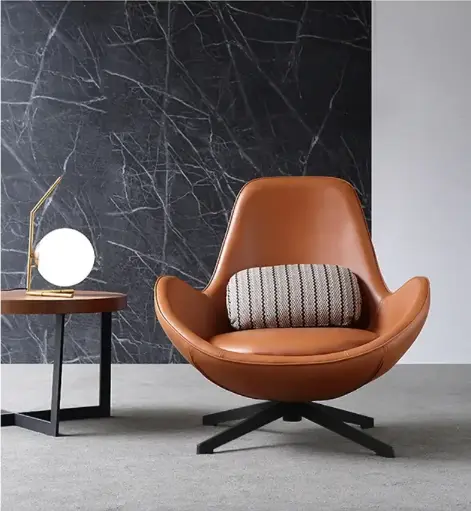 Snail Modern Armchair, Brown Leather