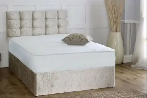 Cream Crushed Velvet Divan Bed (3FT Single)